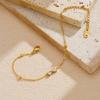 Gold Plated Bow CZ Beaded Bracelet, Dainty Butterfly Bow Charm Link Chain with Clear Zircon, Cute Everyday Jewelry for Women Gift