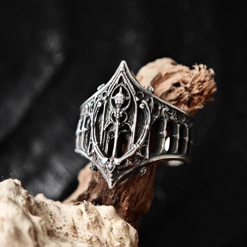 Classical Gothic Jewelry Ring Vintage Inspired Craftsmanship Premium Zinc Alloy Material Multiple Size Options For Daily Occasions