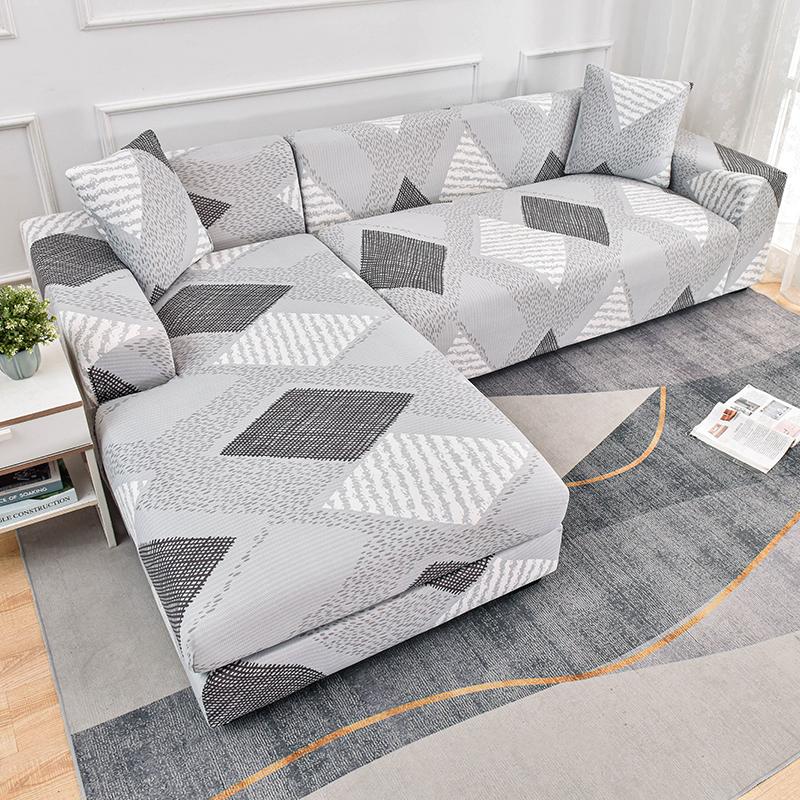 Stretch Sofa Überwurf Sofabezug Spandex Rutschfest, mit elastischem Saum für L-Form Ecksofas, Ideal für Kinder und Haustiere