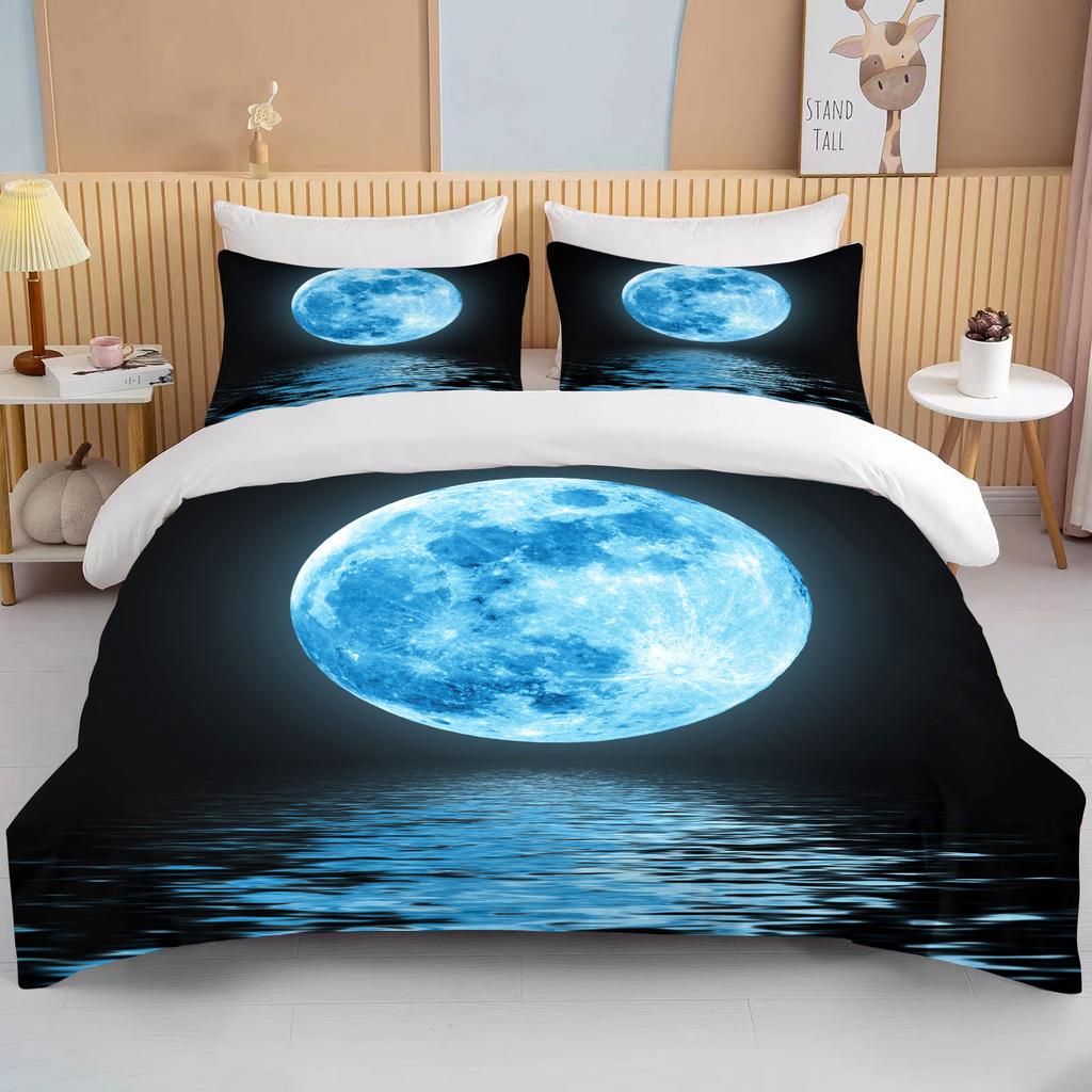 Moon Bedding Set Night View Duvet Cover Set With Pillowcase Bedding King Queen Full Double Single Size Luxury Bedxclothes Decor
