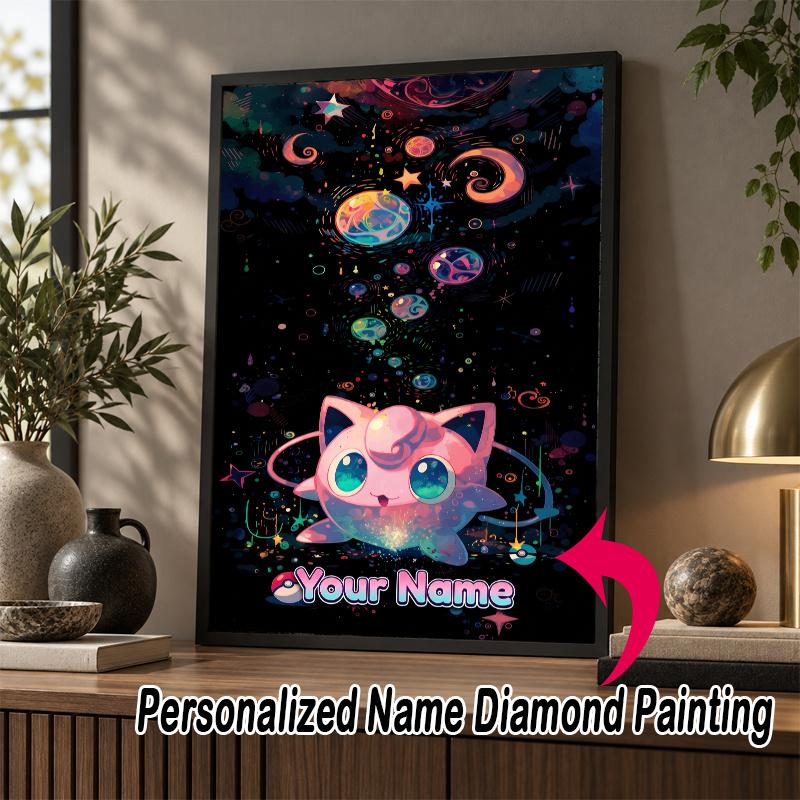 Personalized Jigglypuff Diamond Art Custom Name 5D Diamond Painting Full Drill DIY Craft