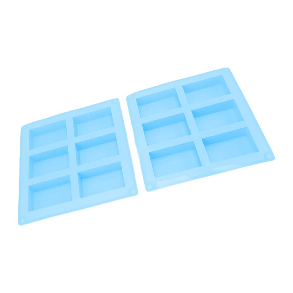 2Pcs Silicone Mold 6 Grids Heat Resistant Flexible Reusable Silicone Mold for Making Soaps Baking