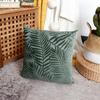 1Pc Velvet Leaf Throw Pillow Covers, Modern Square Decorative Pillowcase, Neutral Palm Cushion Case for Sofa Couch 18 x 18 Inch