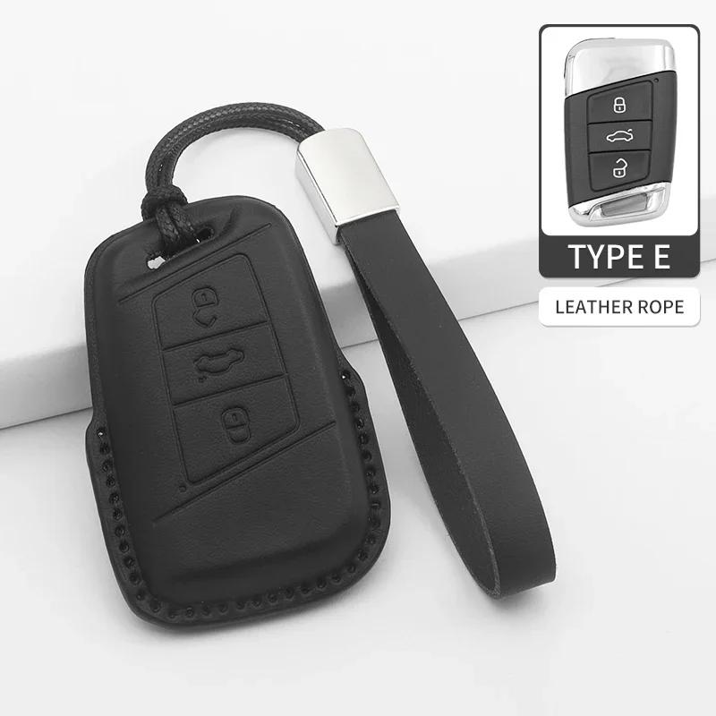 Car Key Cover For VW Volkswagen MK7 Golf 7 Passat Tiguan MK2 For SEAT Ateca Leon FR 2 PU Car Key Protector Shell Accessories