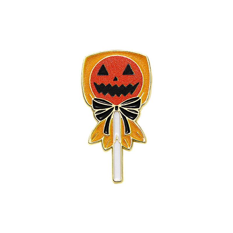 Drip Oil Alloy Halloween Brooch, Cute Pumpkin Lollipop Enamel Badge, Anti Exposure Waist Tightening Lapel Pin for Halloween Costume Decoration