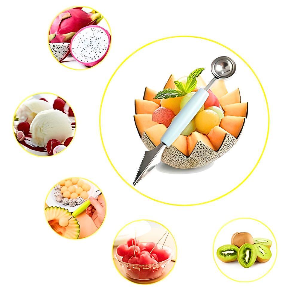 1pc Double Headed Fruit Carving Spoon DIY Ice Cream Salads Desserts Ripple Ball Digger Decoration Kitchen Tool YMY