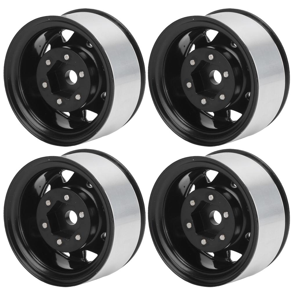 4 Pcs 1.55 Inch RC Wheel Rim Hub Universal RC Wheel Hubs for Axial AX90069 CrawlersBlack