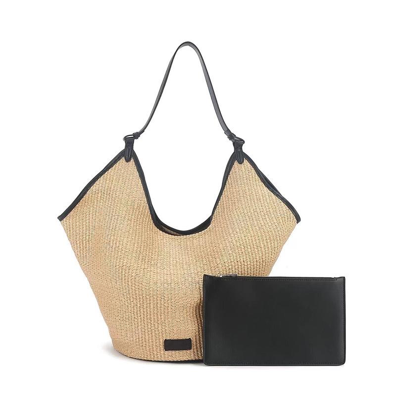 Summer Straw Woven Handbag, Casual and Laid-back Leather Women's Bag, High-end Texture, Versatile Shoulder Bag, Handcrafted Texture