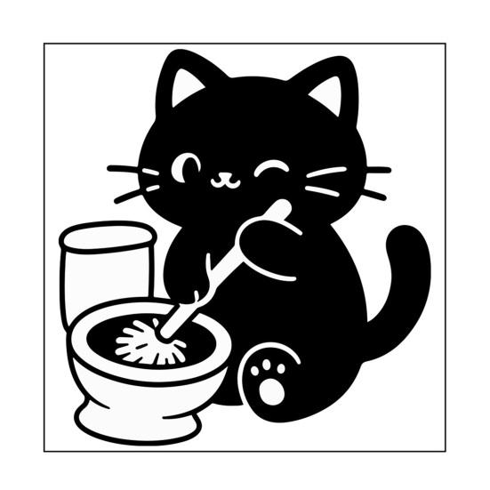 Waterproof Bathroom Wall Decals Funny Black Cat Toilet Sticker, Cute Cartoon Decal, Removable Tank PVC Sticker for Washroom Home Decor Lover