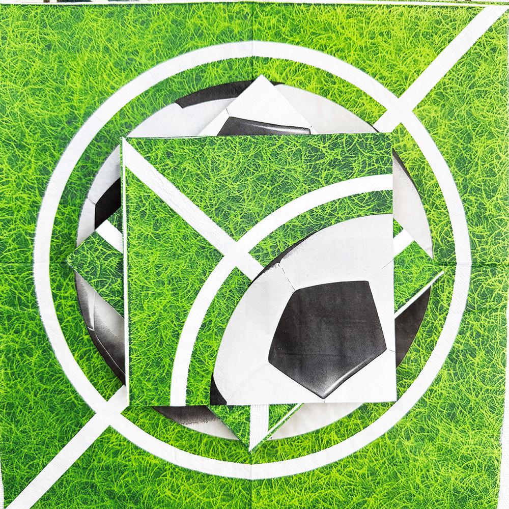 In Stock: Disposable Football Club Grass Print Party Napkins