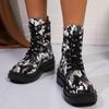 Fashion Women's Thick-soled Ankle Boots Lace-up Warm Leopard Print Shoes 2024 New Winter Wear-resistant Outdoor Women's Snow Boots