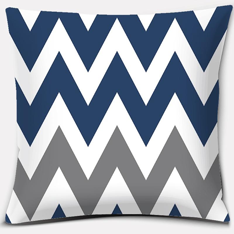 Geometric Collection Dark Blue Pattern Home Decor Pillowcase Square   Office