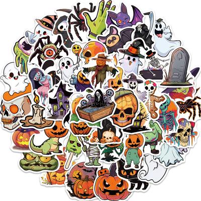 50 st Icke-Repeterande Halloween Pumpa Tema Klistermärken Vinyl Vattentäta Högtidsklistermärken Halloween Godispåse Fyllning Barn Ungdom Vuxen Fest Favörer Gåva