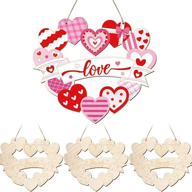 Qixi Festival Heart-Shaped Wooden Crafts for Valentine s Party and Wedding Decor