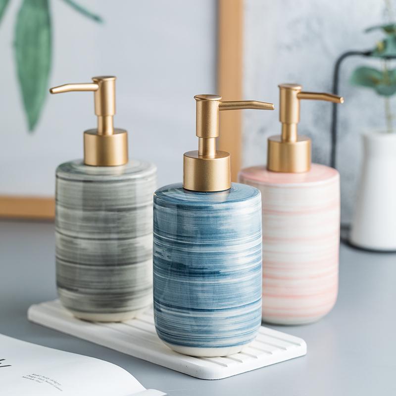 Creative Color Bathroom Soap Bottle Ceramic Round Shampoo Bottle Apartment Hotel  Lotion Pump Bottle Hand Toilet Soap Bottle