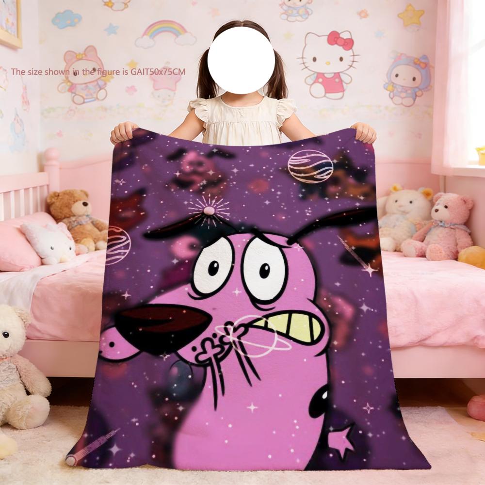 

C-Cowardly Blanket For Soft Throw C-Courage the Blanket D-Dog for Picnic Bed Sofa Home Cartoon Bedroom Cozy Warm Comfortable 75x90cm