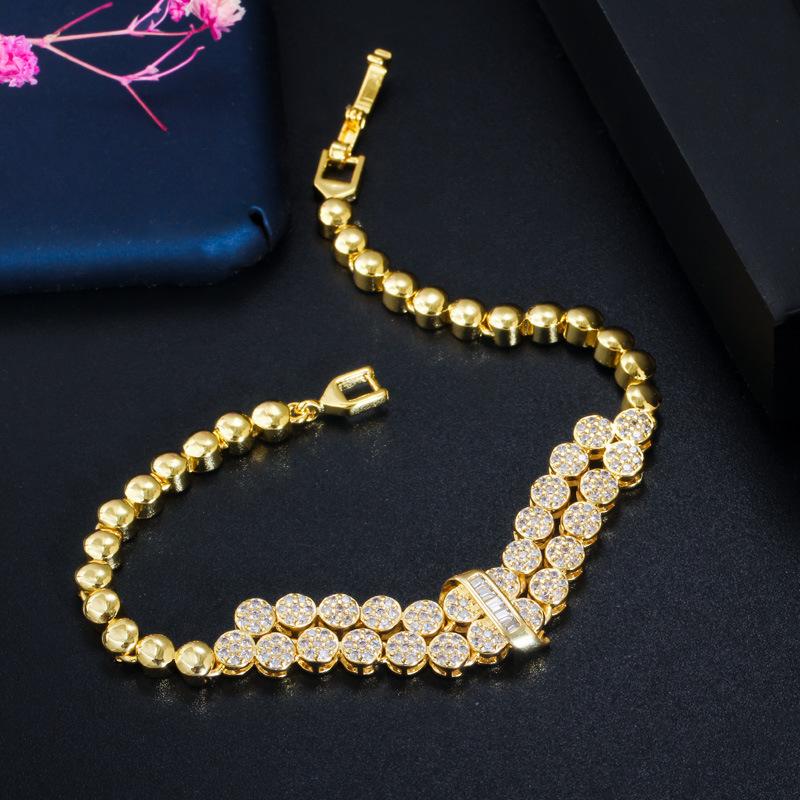 S0177 Super Sparkle Micro Zircon Bracelet, Exquisite Women'S Hand Jewelry 18K Gold Plating