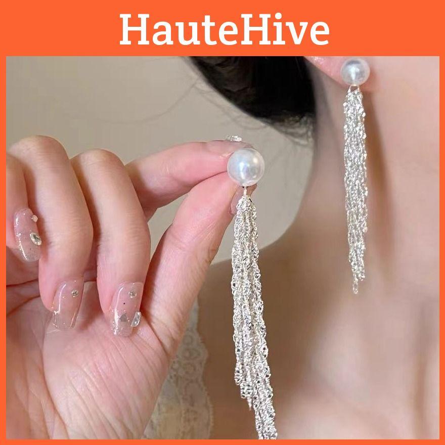 Artificial Tassel Pearl Earrings Geometric Shapes For Womens Collection Trendy