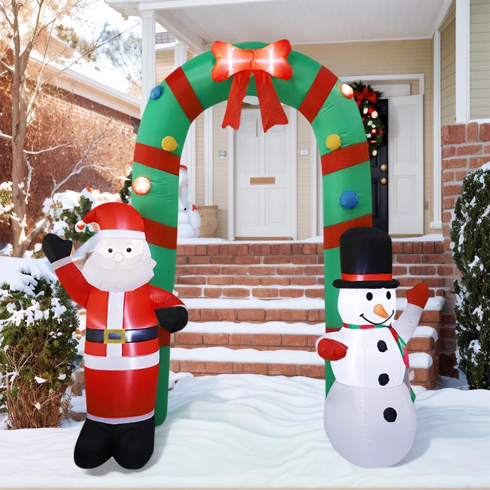 8FT Inflatable Christmas Arch & LED Light Giant Santa Claus and Snowman Arch for Square Shopping Mall Lawn Garden Holiday Party