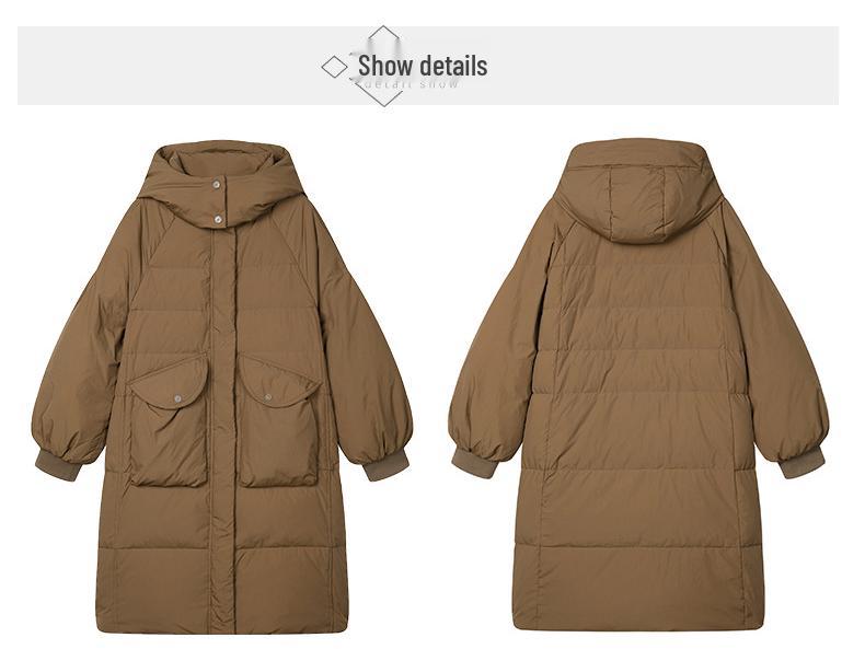 Women's Mid-Length Hooded Down Jacket, 2024 Plus Size Fashion, Warm Winter Coat, White Duck Down