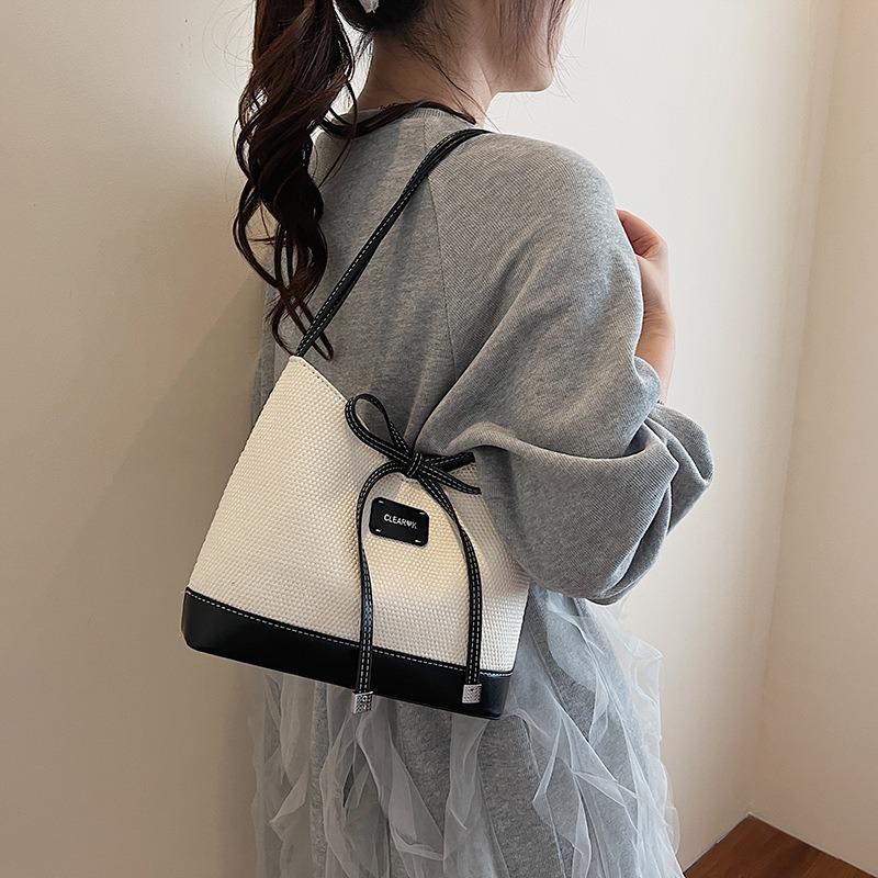 Popular Small Bag Women's New Summer Versatile Bow Shoulder Bag Bucket Bag