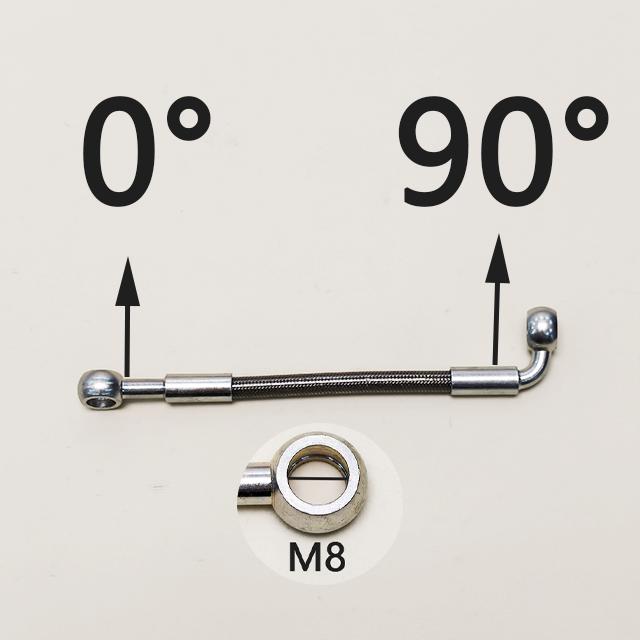 Silver 0°~28°~90° 30-500cm M8 Motorcycle Hydraulic Reinforced Brake Clutch Oil Hose Cable Line Pipe For ATV Dirt Pit Racing Bike