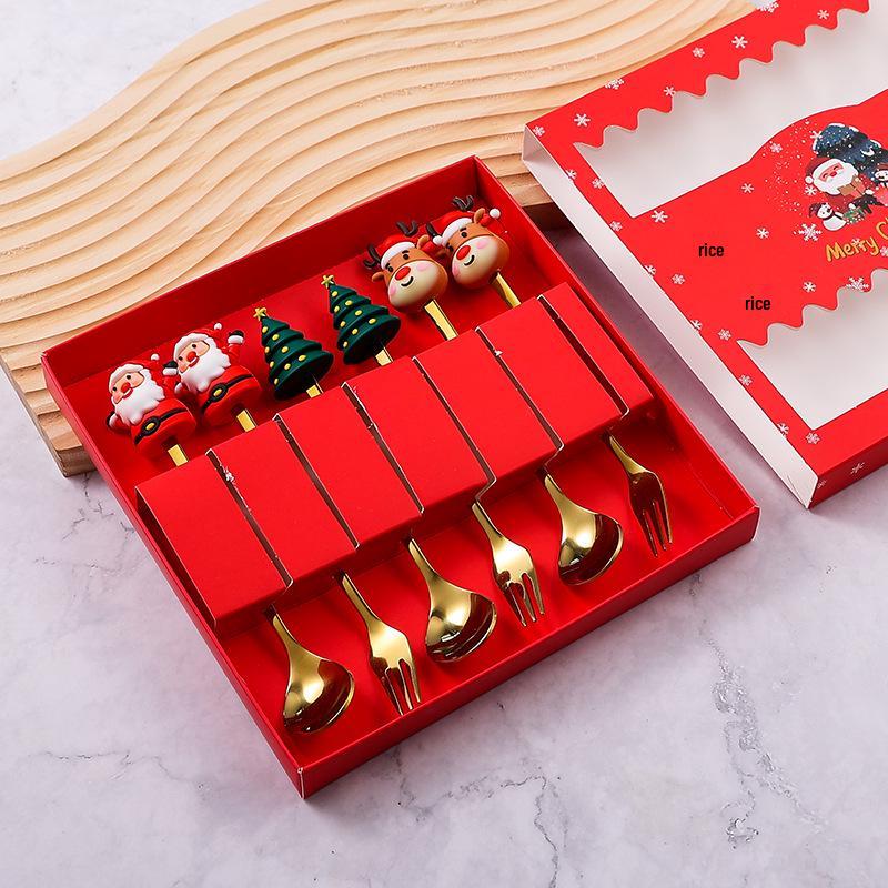 Stainless Steel Christmas Cutlery Set: Cute Spoon, Fork, and Stirring Spoon for Coffee & Fruit