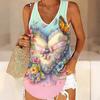 3D Heart Symbol Print Tank Tops for Women Workout Yoga Gym Printed Summer Sport Shirts Plus Size Vests