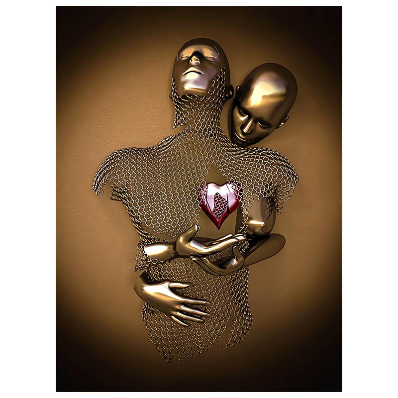 

Абстрактная пара поцелуев 3D Мертальный принт холст картина мода любовь скандинавский настенный художественный постер фотографии для украшения гостиной 20x30cm