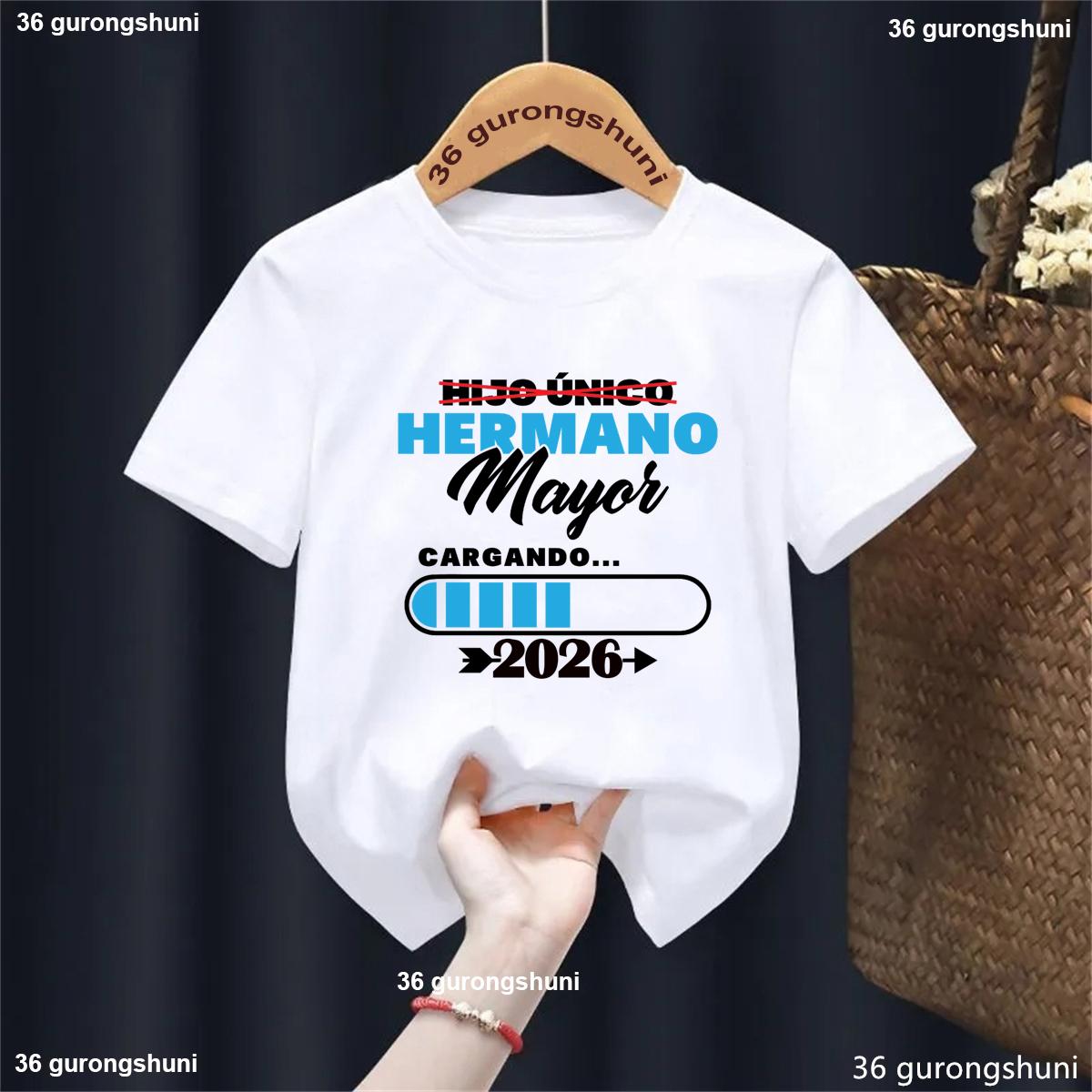 Hermano Mayor 2026 Cargando Hijo Ú nico Camiseta Boys TShirt Pregnancy Announcement Shirt Future Brother Sisters TShirt Tops 100