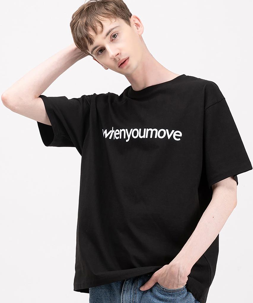 WHEN YOU MOVE Silket Cotton Signature Logo Short Sleeve T-Shirt Black