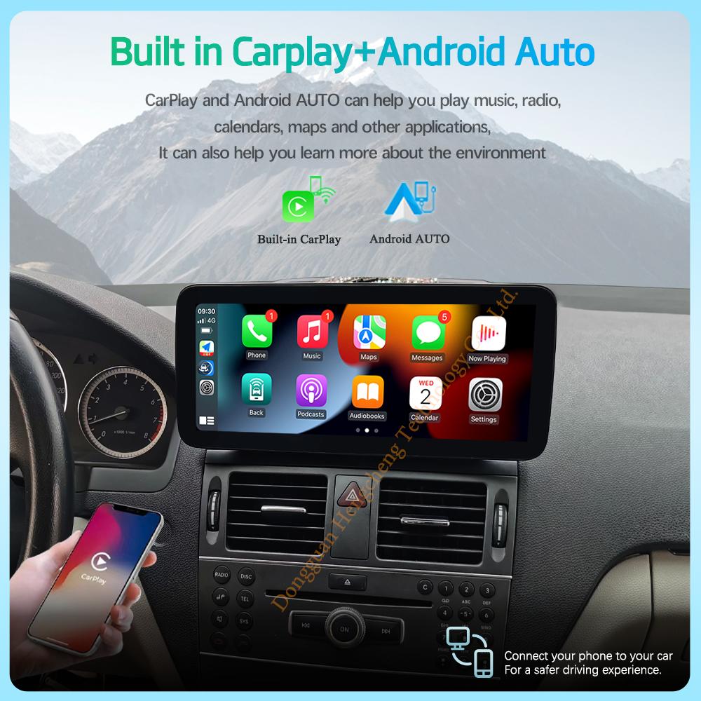 10.25/12.3" Android13 For Mercedes Benz C Classe W204 S204 2008-2010 Car Multimedia Player GPS Navigation CarPlay 4G 360Camera