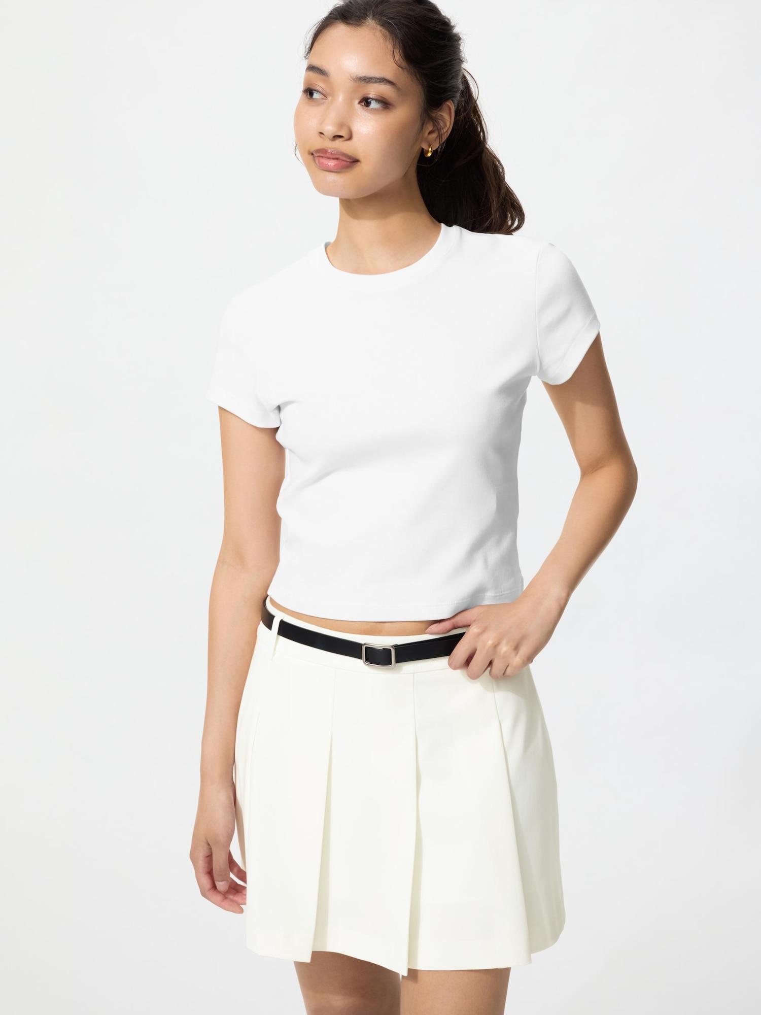 Uniqlo Pleated Scotch 01 OFF WHITE/WOMEN XS