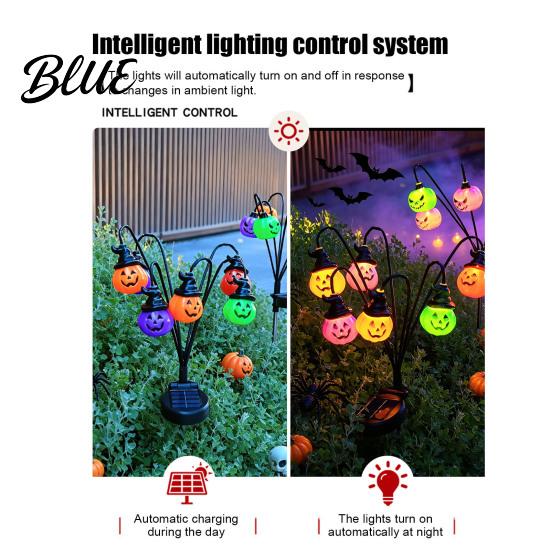 Solar Powered Halloween Decorations Garden Lights, Decorative Ghost Pumpkin Witch Hat String Modern Stake Lights IP54 Waterproof Outdoor LED