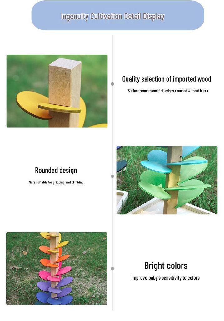 Macaron-Colored Beech Wood Music Tree: Montessori Sensory Roller Ball Toy for Early Learning