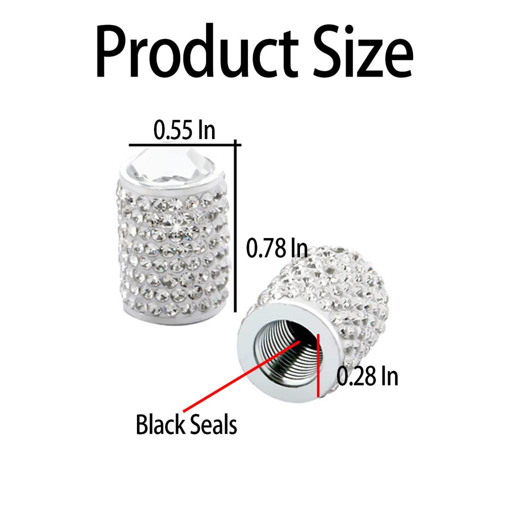Zipelo Bling Valve Stem Caps 4 Pack Crystal Rhinestone Car Tire Valve Cover Dustproof