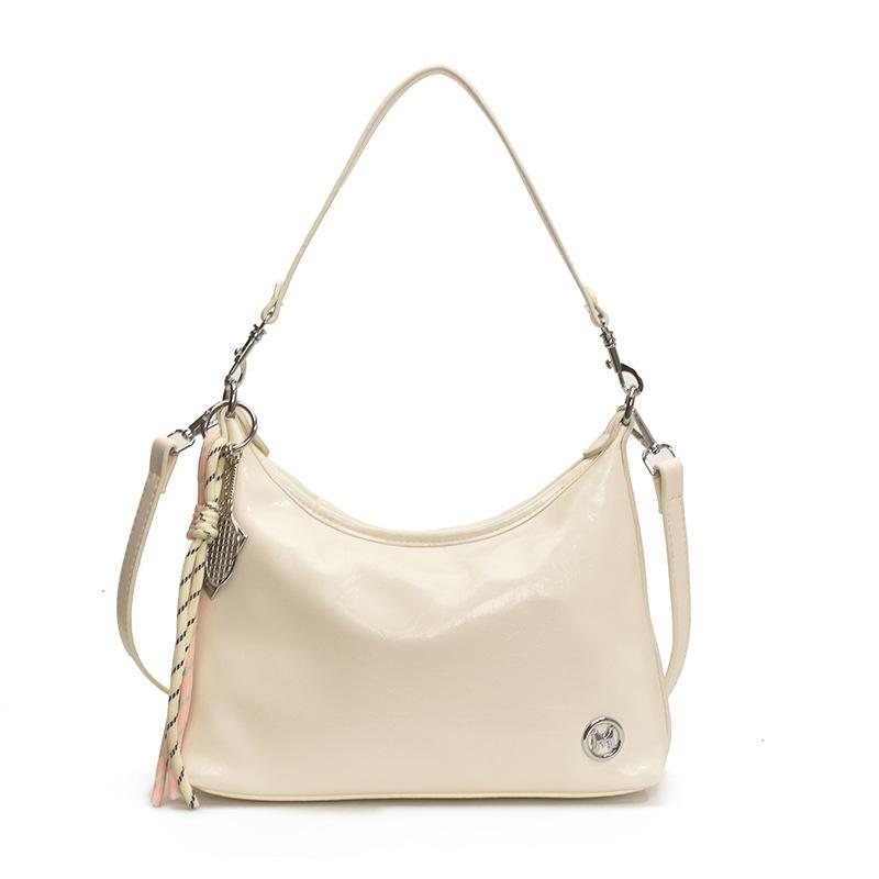 Summer new shoulder armpit bag fashionable and simple versatile oil wax leather messenger women's bag tote bag