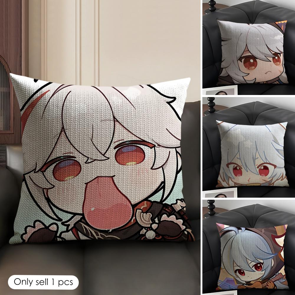 Razor Cute Cute Genshin Impact Cushion Cover Natural Linen Organic Fabric DoubleSided Printing Sofa Home Decor Gift Pillow Case