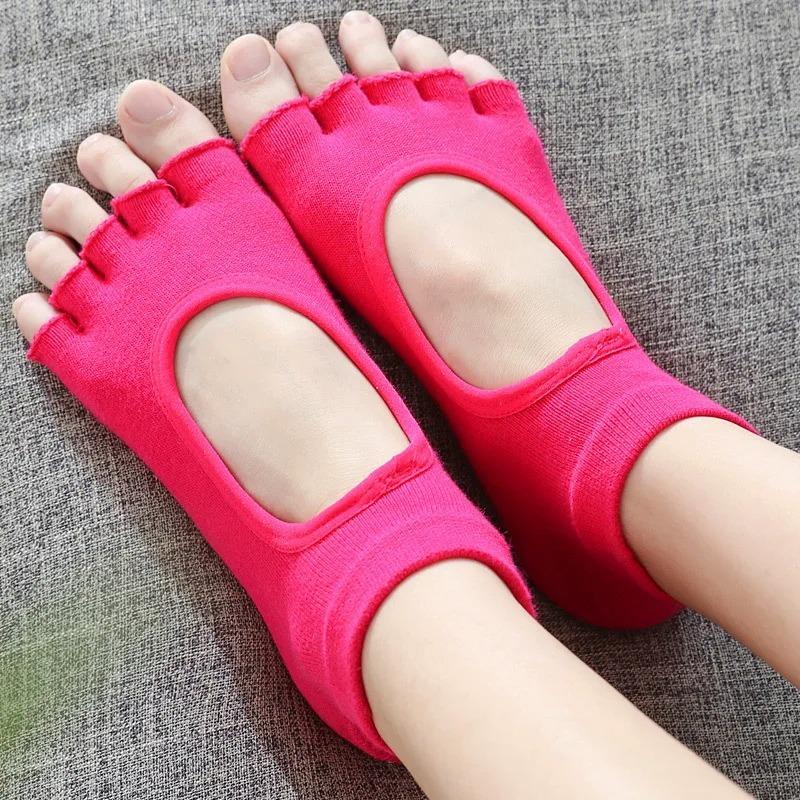 Women Yoga Backless Five Toe Socks Breathable Silicone Sport Socks Gym Fitness Ballet Slippers Dance