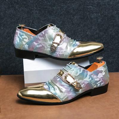Scarpe Eleganti da Uomo in Pelle Designer Nuove Dorate per Uomo Lusso Colori Britannici Motivo Nazionale Oxfords Calzature da Cerimonia da Gentiluomo