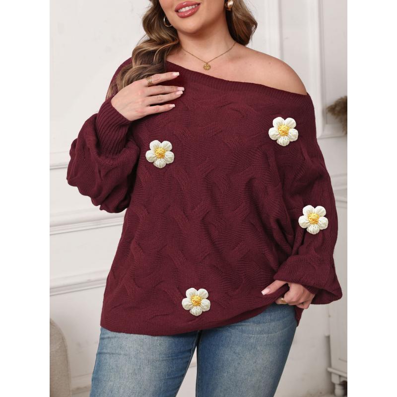 Damen Sexy Off-Shoulder Irreguläres Top Fledermausärmel Lockerer Pullover für Damen in Übergröße