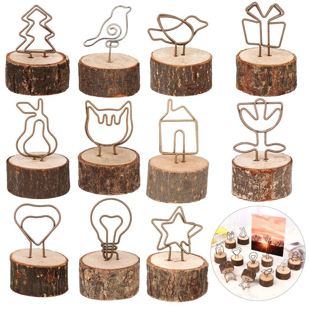 Desktop Decoration Wedding Supplies Table Numbers Holder Wooden Paper Clamp Photos Clips Picture Frame Clamps Stand Place Card