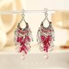 Retro Heavy Industry Crystal Fringed Earrings Personality Exaggeration Silver Needle Earrings Long Light Luxury Premium Ethnic Style Earrings