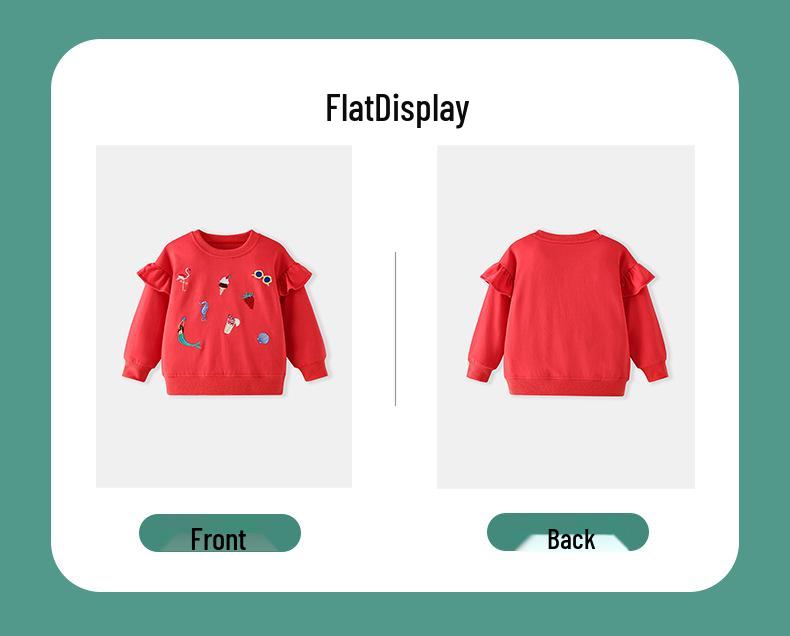 26-Year Autumn/Winter Strawberry Ice Cream Embroidered Lace Baby Sweatshirt, Long Sleeve, Round Neck