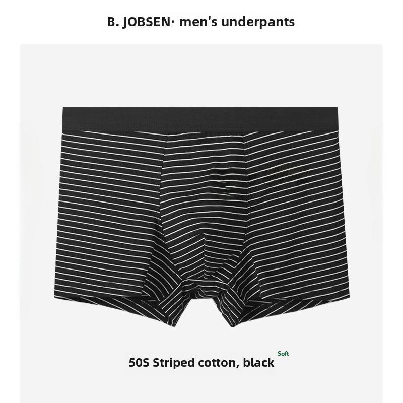 Men's Cotton Modal Boxer Briefs - Breathable Large Size, Striped Japanese Style for Autumn and Winter.
