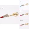 Eleganter Kristall-Strass Lippenstift Schlüsselanhänger Anhänger mit hochwertiger Zinklegierungskonstruktion