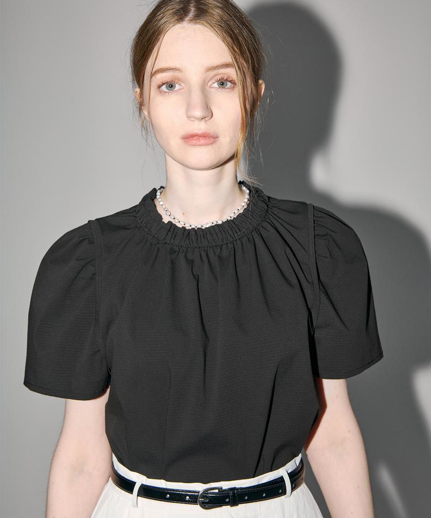 LAUTREDE MIN Jane Puff Black Summer Blouse