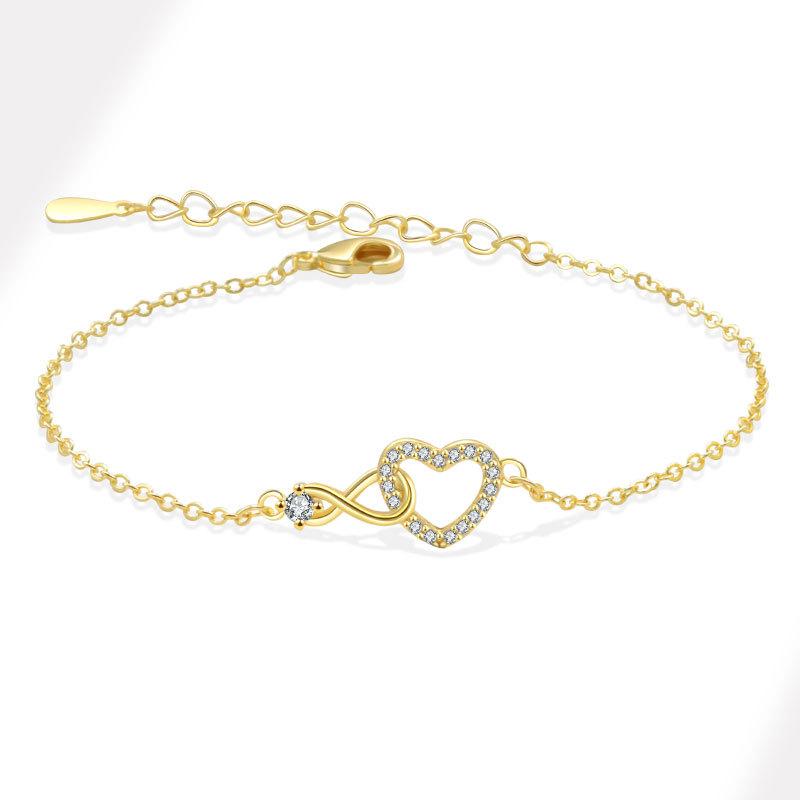 Light Luxury Infinity Symbol Diamond Heart Bracelet For Women Fashion Heart Shaped Bangle Romantic Gift Jewelry