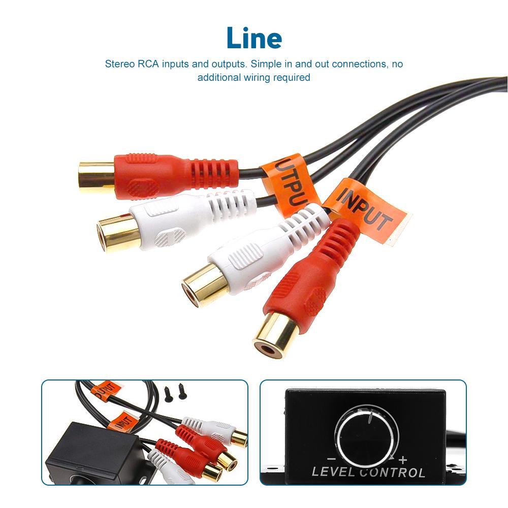 

Автомобильный регулятор громкости Усилитель Автоматический пульт дистанционного управления звуком без потерь Универсальные аксессуары уровня RCA Контроллер громкости Портативные басы