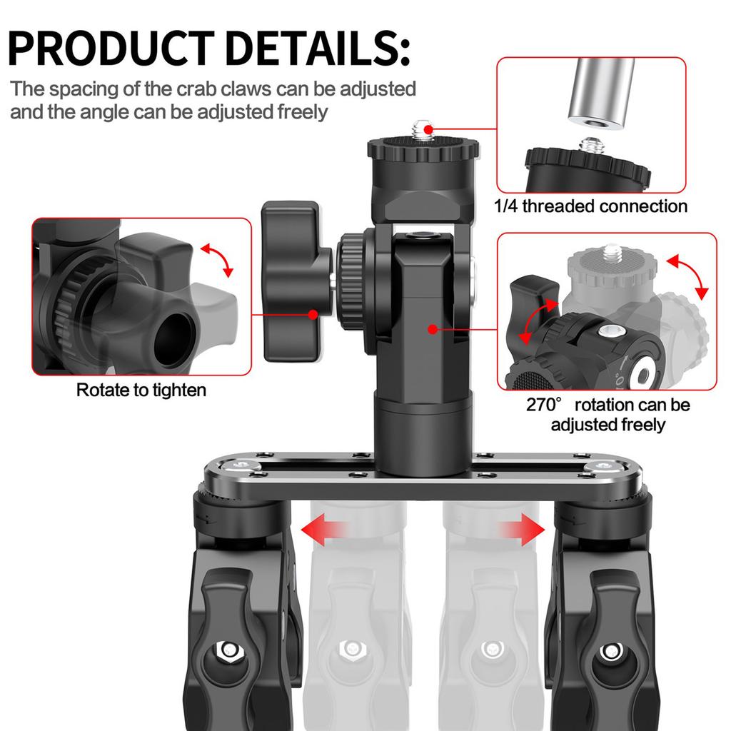 360 Rotating Off Road Camera Mount Anti Shock Aluminum Base Quick Release Mechanism For Adventure Recording Devices